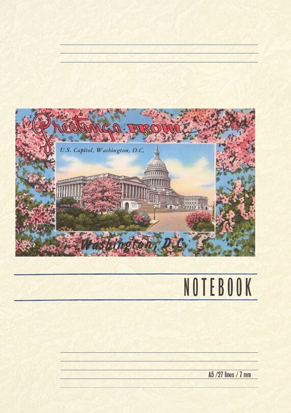 Front cover_Vintage Lined Notebook Greetings from US Capitol, Washington, DC