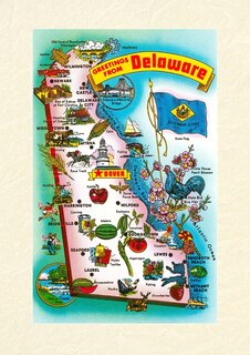 Front cover_Vintage Lined Notebook Greetings from Delaware, Map