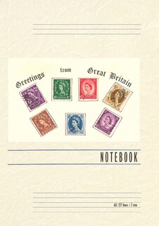 Front cover_Vintage Lined Notebook Greetings from Great Britain, Stamps