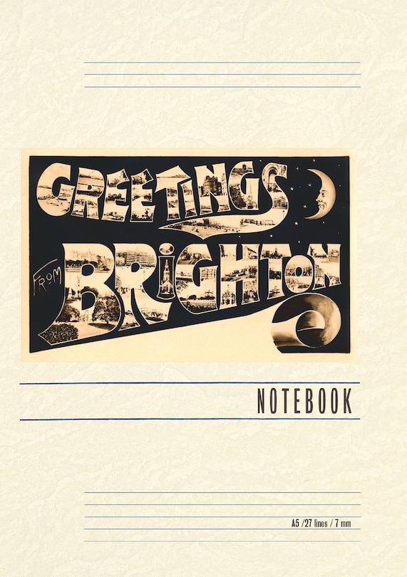 Front cover_Vintage Lined Notebook Greetings from Brighton, England