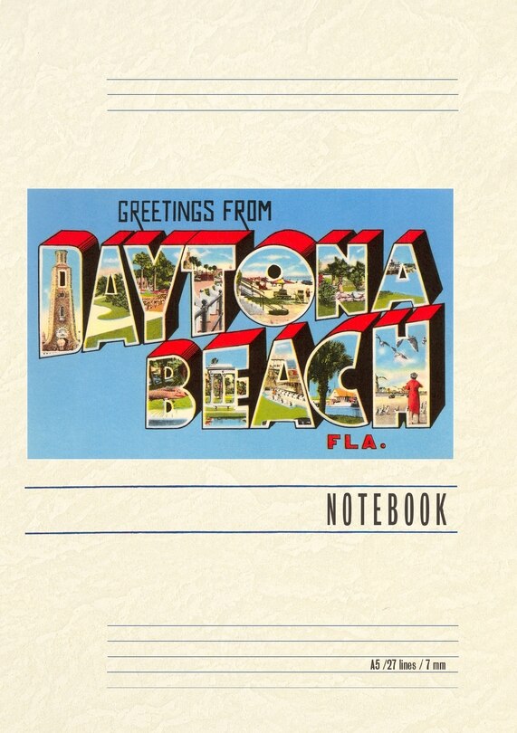 Front cover_Vintage Lined Notebook Greetings from Daytona Beach, Florida