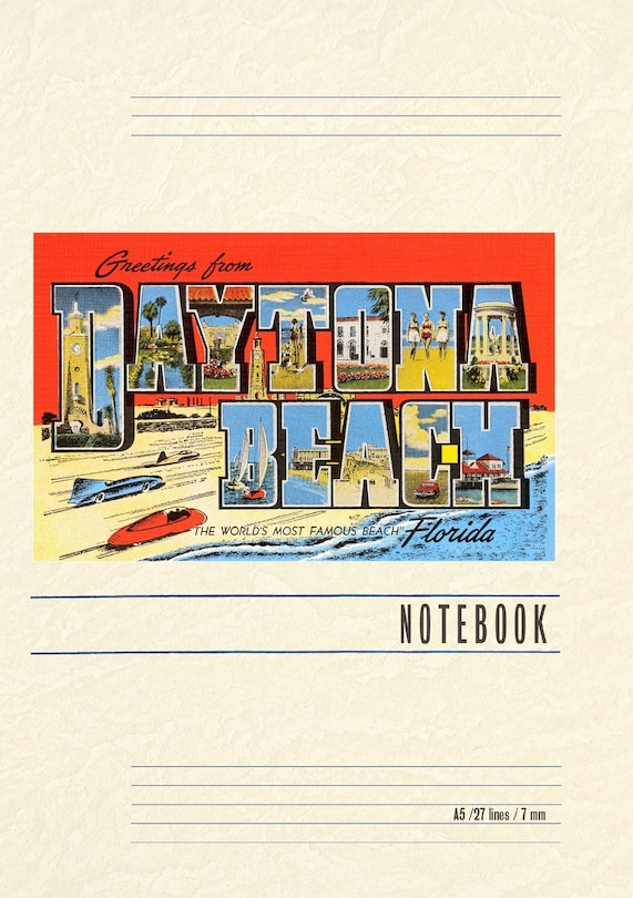 Front cover_Vintage Lined Notebook Greetings from Daytona Beach, Florida