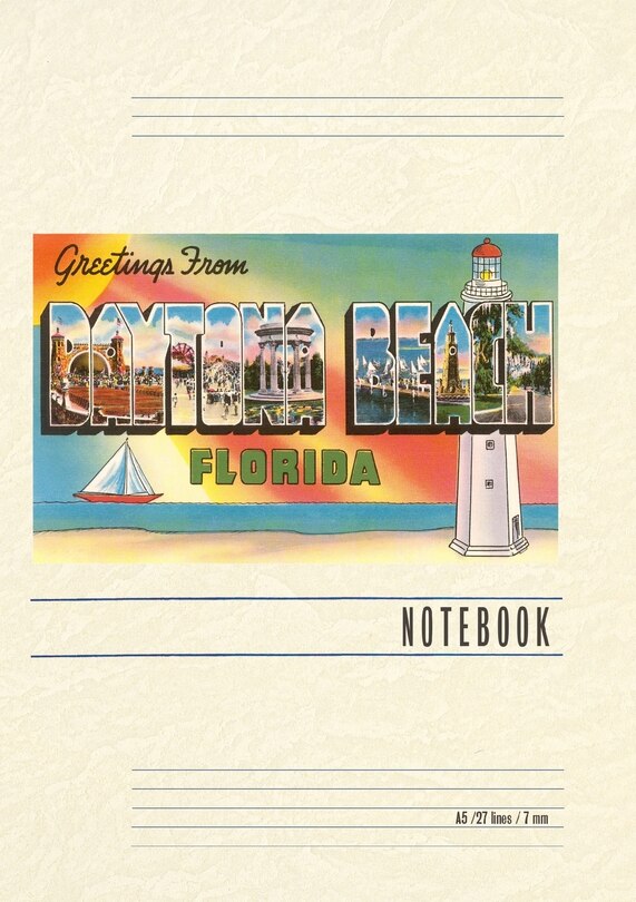 Front cover_Vintage Lined Notebook Greetings from Daytona Beach, Florida