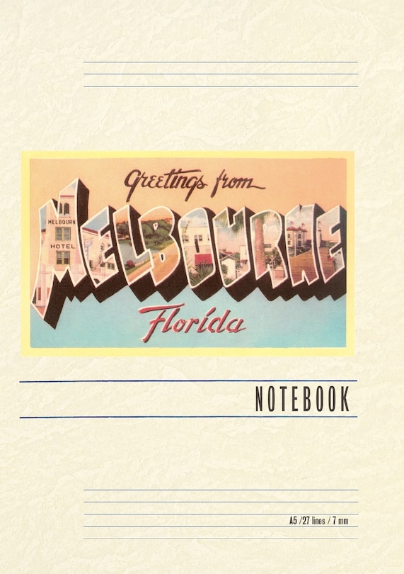 Front cover_Vintage Lined Notebook Greetings from Melbourne, Florida
