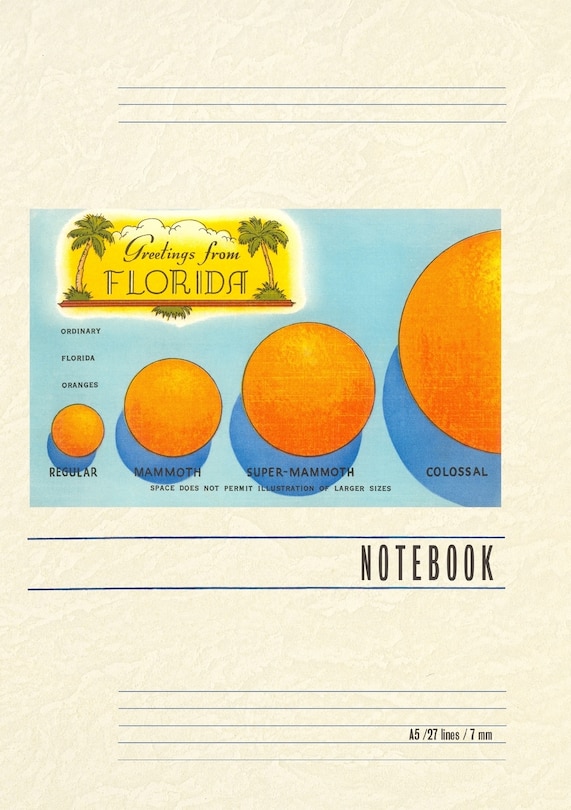 Front cover_Vintage Lined Notebook Greetings from Florida, Orange Sizing