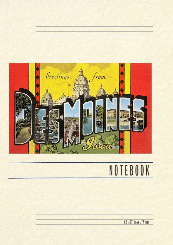 Front cover_Vintage Lined Notebook Greetings from Des Moines