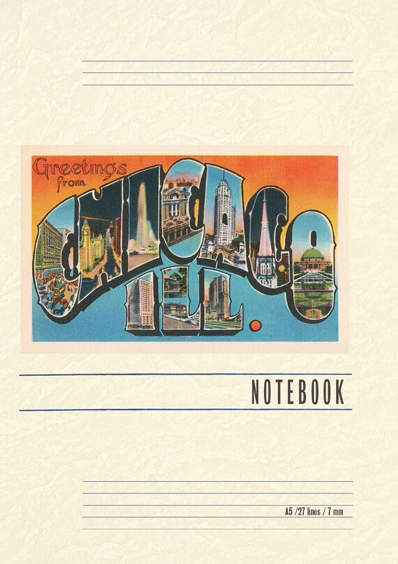 Vintage Lined Notebook Greetings from Chicago, Illinois