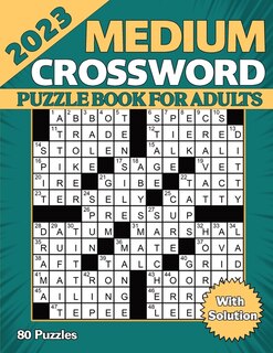 Front cover_2023 Medium Crossword Puzzle Book For Adults With Solution