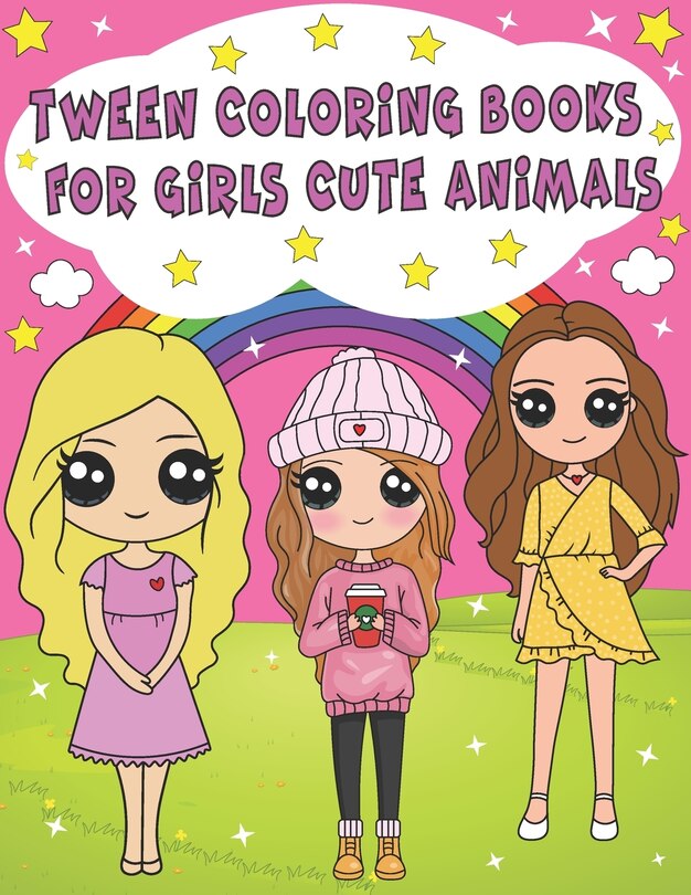 Front cover_tween coloring books for girls cute animals