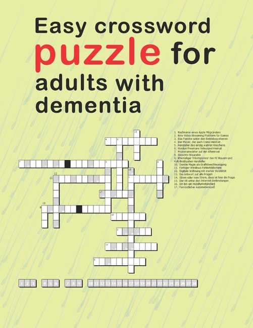 Couverture_Easy Crossword Puzzles For Adults With dementia