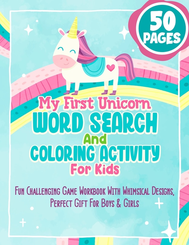 Front cover_My First Unicorn Word Search And Coloring Activity For Kids