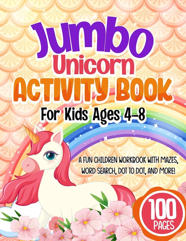 Front cover_Jumbo Unicorn Activity Book For Kids Ages 4-8
