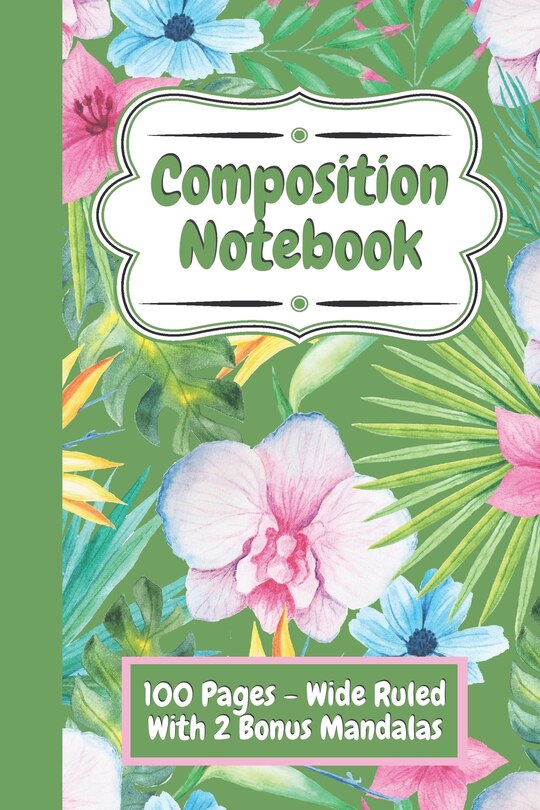 Front cover_Composition Notebook College Ruled - Cute Flower Design (Green)