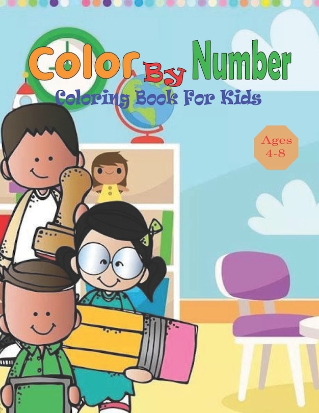 Front cover_Color By Number coloring Book For Kids Ages 4-8