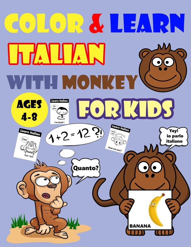 Couverture_Color & Learn Italian with Monkey for Kids Ages 4-8