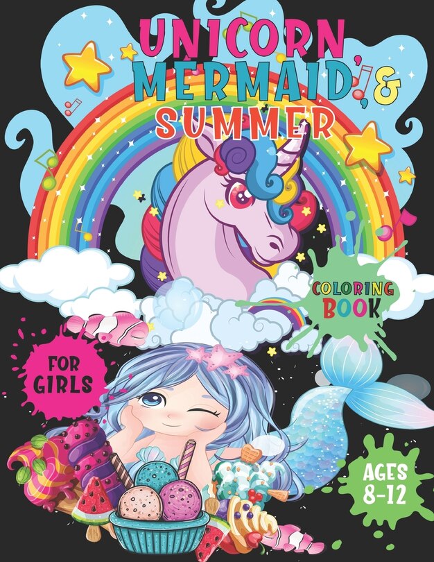 Couverture_Unicorn Mermaid and Summer Coloring Book for Girls Ages 8-12