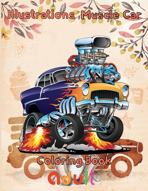 Front cover_Illustrations Muscle Car Coloring Book adult