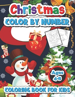 Front cover_Christmas color by number coloring book for kids ages 4-8