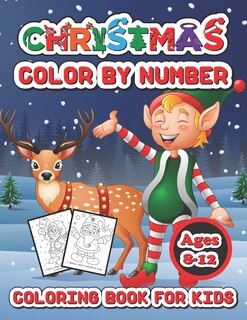 Front cover_Christmas color by number coloring book for kids ages 8-12