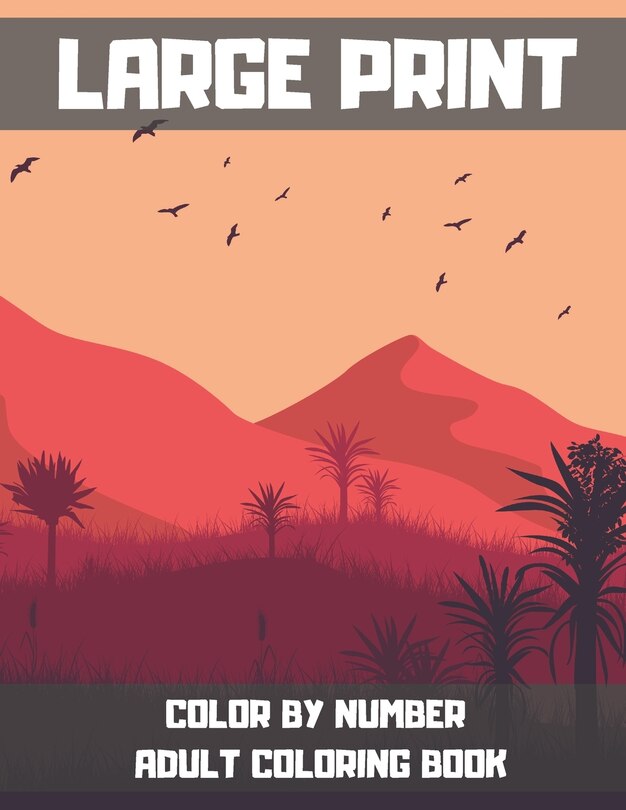 Front cover_Large Print Color By Number Adult Coloring Book