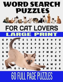 Front cover_Word Search Puzzles for Cat Lovers Large Print 60 Full Page Puzzles