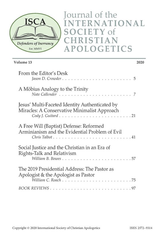 Front cover_Journal of the INTERNATIONAL SOCIETY of CHRISTIAN APOLOGETICS