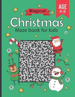 Front cover_magical christmas maze book for kids Age 4-8