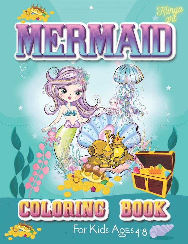 Front cover_Mermaid coloring book for kids ages 4-8