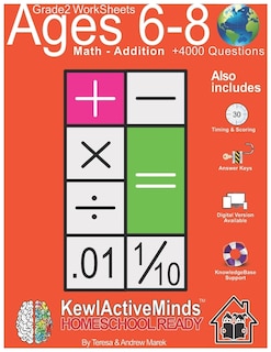 Front cover_Grade 2 Worksheets - Math Addition, HomeSchool Ready +4000 Questions