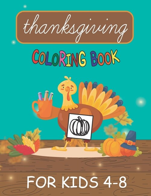 Front cover_happy thanksgiving coloring books for kids ages 4-8