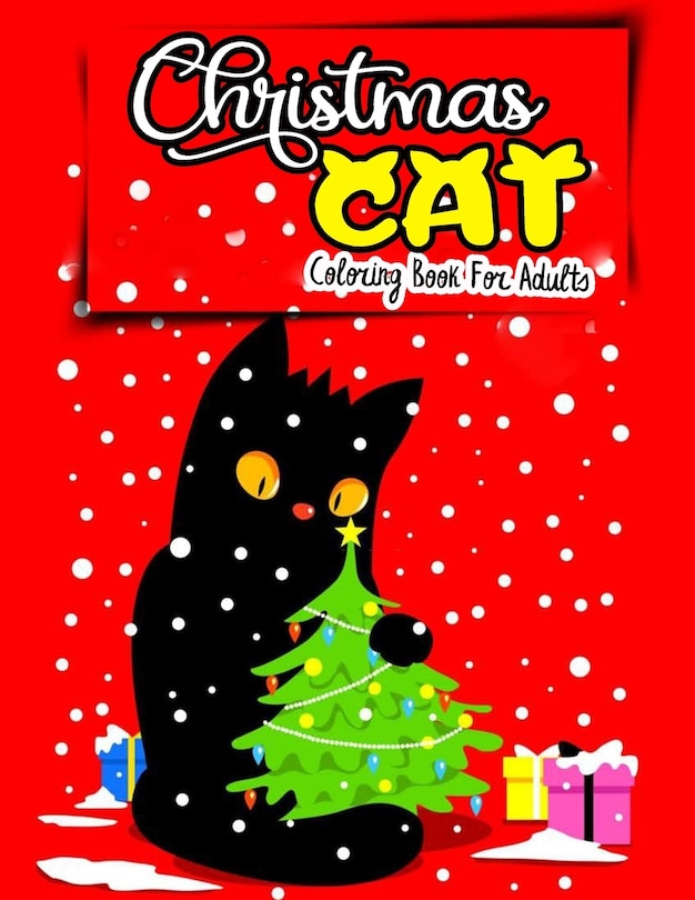 Front cover_Christmas cat coloring book for Adults