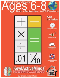 Front cover_Grade 2 Worksheets - Math Subtraction, HomeSchool Ready +4000 Questions