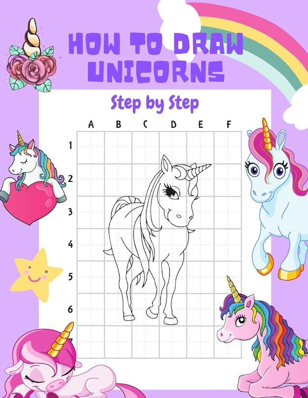 How to Draw Unicorns Step by Step.: 30 Cute Unicorn Illustrations. How to Draw for Kids. How to Draw all the Things for Kids