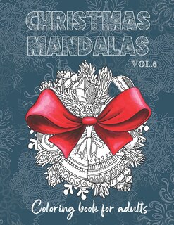Front cover_Christmas Mandalas Coloring Book for Adults V.6