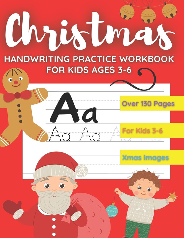 Front cover_Christmas Handwriting Practice Workbook for Kids Ages 3-6