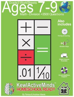 Front cover_Grade 3 Worksheets - Math Division, HomeSchool Ready +3500 Questions