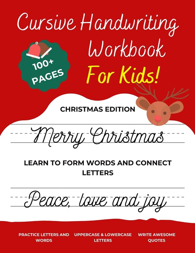 Front cover_Cursive Handwriting Workbook For Kids Christmas Edition