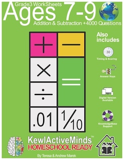 Front cover_Grade 3 Worksheets - Math Addition & Subtraction, HomeSchool Ready +4000 Questions