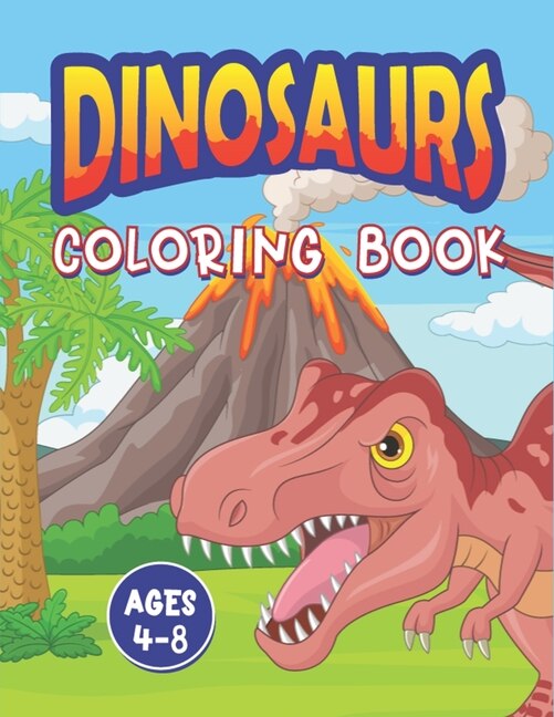 Front cover_Dinosaur Coloring Book Ages 4-8