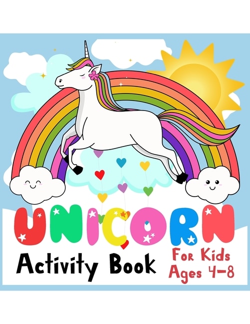 Front cover_unicorn activity book for kids ages 4-8