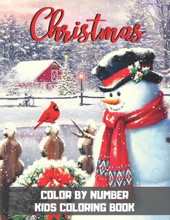 Front cover_Christmas Color By Number Kids Coloring Book