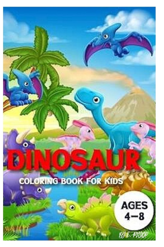 Front cover_dinosaur coloring book for kids ages 4-8