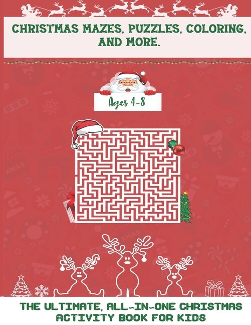 Front cover_Christmas Mazes, Puzzles, Coloring, and More