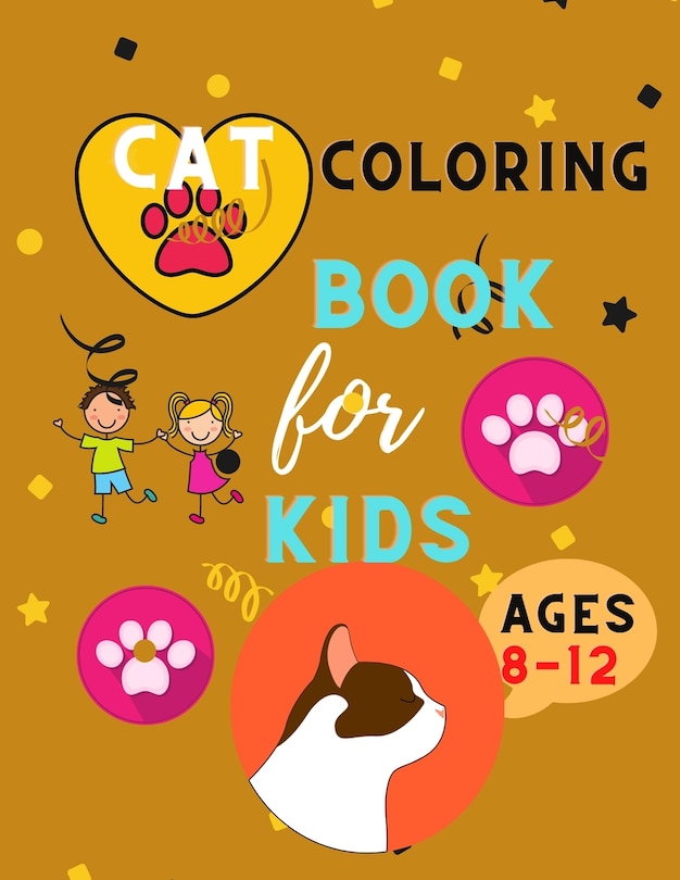 Front cover_Cat coloring book for kids ages 8-12