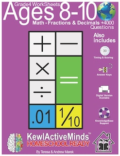 Front cover_Grade 4 Worksheets - Math Fractions & Decimals, HomeSchool Ready +4000 Questions