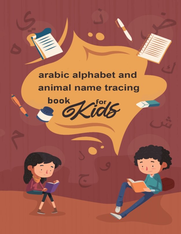Front cover_arabic alphabet and animal name tracing book for kids