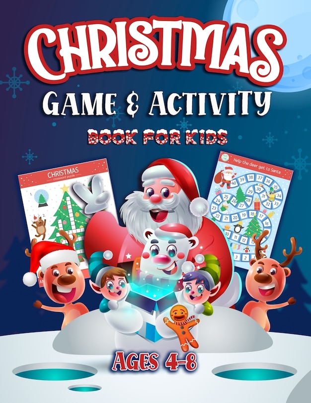 Front cover_Christmas Game and Activity Book For Kids Ages 4-8
