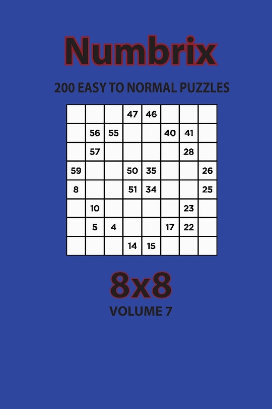 Front cover_Numbrix - 200 Easy to Normal Puzzles 8x8 (Volume 7)