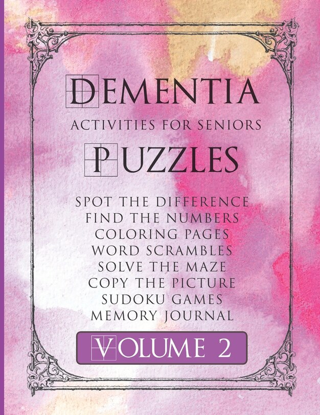 Front cover_Dementia Activities For Seniors Puzzles Vol 2