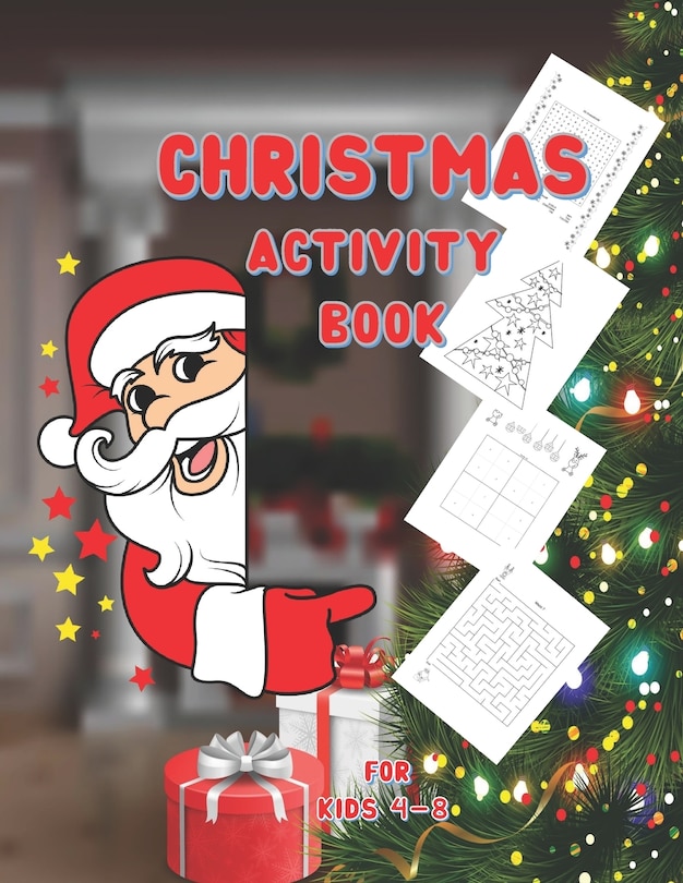 Front cover_Christmas Activity Book for Kids Ages 4-8